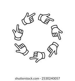 Quadro de círculo do dedo. Ponteiro com mãos em volta do design da borda