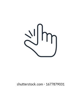Finger click. To apply. Vector linear icon on a white background.