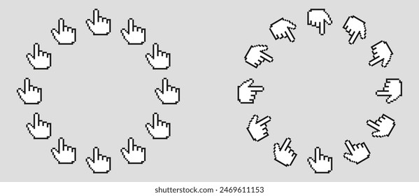 Finger click circle frame. Hand mouse pointer round border design