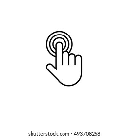 Finger click, hand icon. Vector symbol isolated on white background. Flat object. Click here. Go forth hither. Web development. Computer programs. Sign emblem. Image element. to point fingers. Button