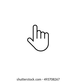 Finger click, hand icon. Vector symbol isolated on white background. Flat object. Click here. Go forth hither. Web development. Computer programs. Sign emblem. Image element. to point fingers. Eps 10.