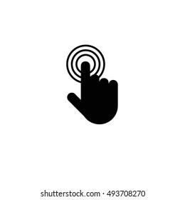 Finger click, hand icon. Vector symbol isolated on white background. Flat object. Click here. Go forth hither. Web development. Computer programs. Sign emblem. Image element. to point fingers. Button