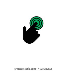 Finger click, hand icon. Vector symbol isolated on white background. Flat object. Click here. Go forth hither. Web development. Computer programs. Sign emblem. Image element. to point fingers. Button