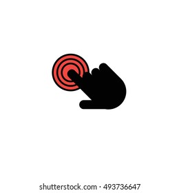 Finger click, hand icon. Vector symbol isolated on white background. Flat object. Click here. Go forth hither. Web development. Computer programs. Sign emblem. Image element. to point fingers. Button