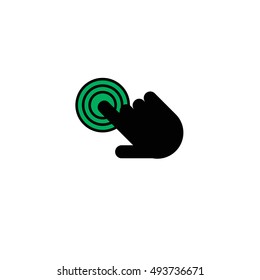 Finger click, hand icon. Vector symbol isolated on white background. Flat object. Click here. Go forth hither. Web development. Computer programs. Sign emblem. Image element. to point fingers. Button