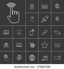 Finger click, hand. Linear internet icons set. Universal internet icon to use in web and mobile UI. Internet icons sign.