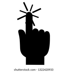 Finger click icon isolated on white background. Trendy flat finger click icon for web site, app, label, banner, sticker, design template and logo. Business concept, vector illustration