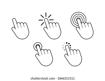 Finger click icon vector. Hand click icon. Push touch screen. Vector stock illustration.