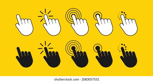 Finger click icon vector. Hand click icon. Push touch screen. Vector stock illustration