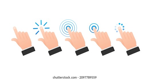 Finger click icon vector. Hand click icon. Push touch screen. Vector stock illustration.