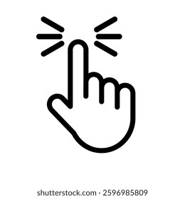 Finger click icon. Website finger button. Graphics isolated on transparent background. Vector illustration.