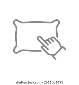 Finger click on pillow line icon. Online shopping for sleep symbol. Vector illustration.