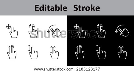 Finger Click Simple Set of Gesture Related Vector Line Icons. Contains such Icons as Zoom, Move, Tap and more. Editable Stroke. Pixel Perfect.