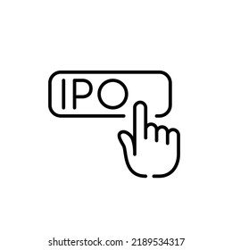 Pulsando el dedo en el botón IPO. Icono de línea de trazo de píxeles perfecto, modificable