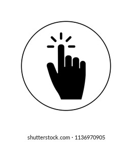 Finger clicks an icon, the logo