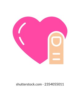 Finger clicks on like line icon. Dating site, relationship, date, valentine's day. Vector colored icon on a white background for business