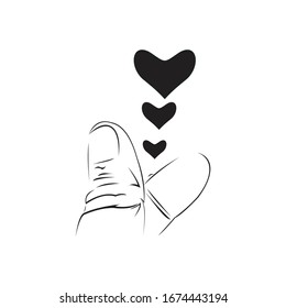 Silueta de código de dedo sobre amor