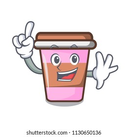 Finger coffee cup mascot cartoon vector illustration