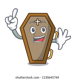 Finger coffin mascot cartoon style vector illustration
