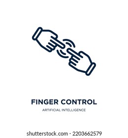 finger control icon from artificial intelligence collection. Thin linear finger control, finger, control outline icon isolated on white background. Line vector finger control sign, symbol for web and 