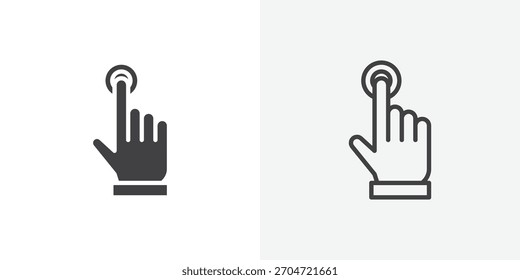 Finger control icon. collection of editable stroke line and solid flat styles.