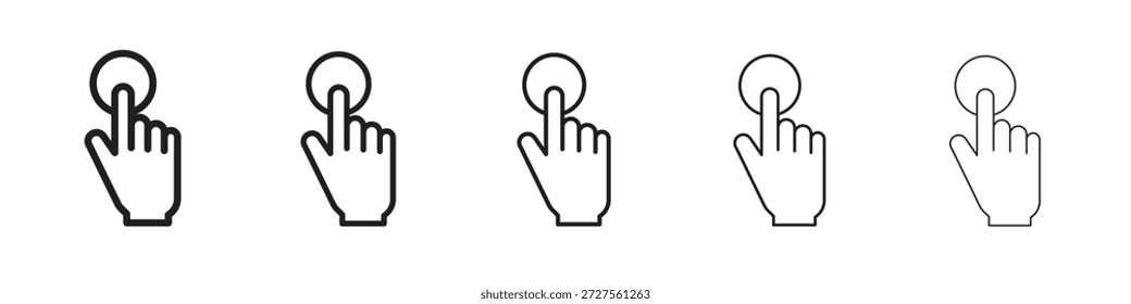 Diseño de icono de control de dedo en estilo de trazo editable delgado para trabajo gráfico