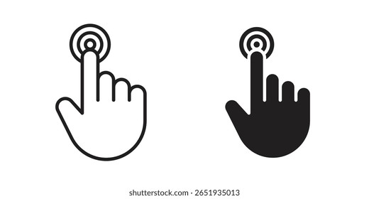 Icono de control del dedo. Versiones planas y de trazo. Elementos gráficos.