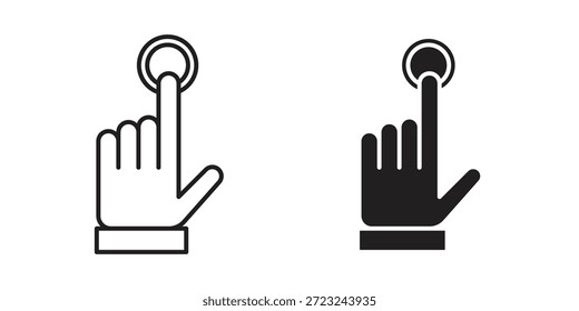 Ícone de controle de dedo contorno e sinal vetorial sólido, pictogramas lineares
