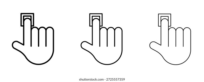 Símbolo de línea delgada del icono del control del dedo en el fondo blanco, Ilustración vectorial editable del movimiento