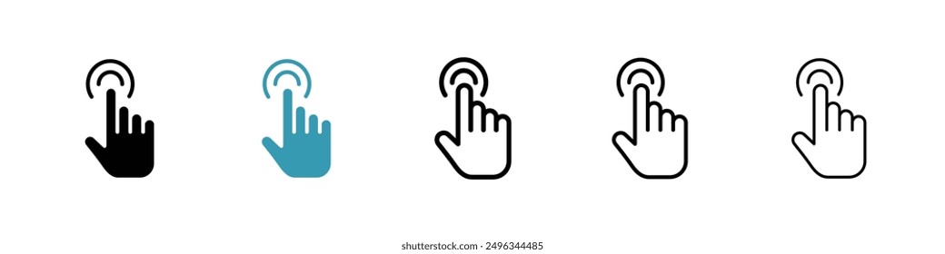 Finger control line icon vector set.