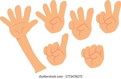 Finger count. Hands with fingers icon set