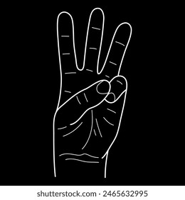 Finger count male of number three. Finger on black background. Vector illustration.