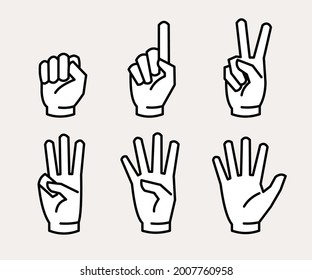 Finger count, numbers icon set