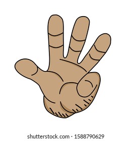 finger counting "four". hand illustartion with hand draw style. Doodle art style. eps 10