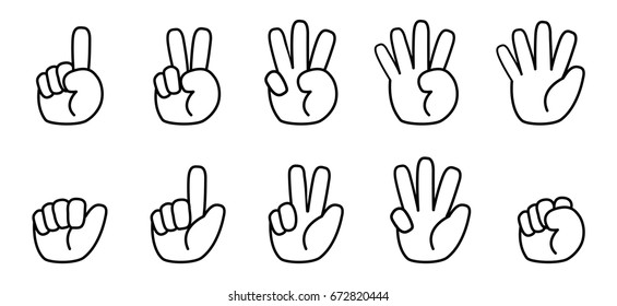 Finger counting line icon. Cartoon Super Deformation (SD) style. Vector illustration.