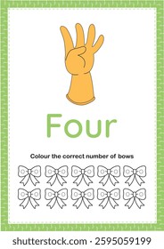 Finger counting maths worksheets for children to learn and colour