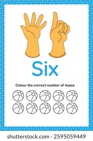 Finger counting maths worksheets for children to learn and colour