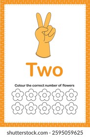 Finger counting maths worksheets for children to learn and colour