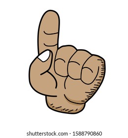 finger counting "one". hand illustration with hand drawn style. doodles art style. eps 10