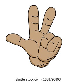 finger counting "three". hand illustartion with hand drawn style. doodle art style. eps 10