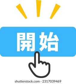 Cursor de dedo para hacer clic en el botón de inicio, 'iniciar'