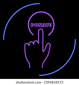 finger cursor neon sign, modern glowing banner design, colorful modern design trends on black background. Vector illustration.