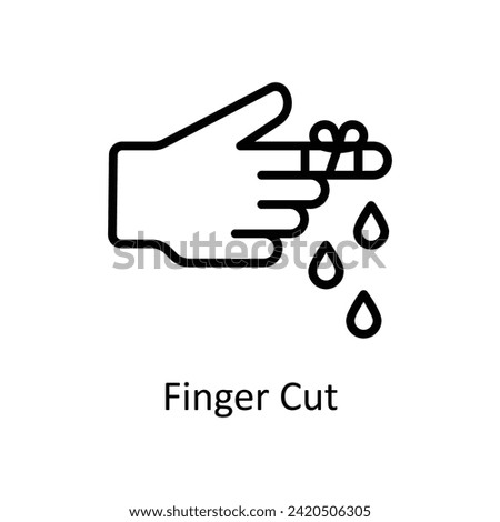 Finger Cut vector outline icon style illustration. EPS 10 File