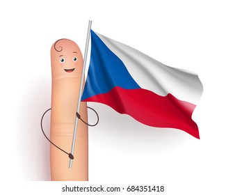 Finger with Czech Republic waving flag. Political and Social event concept. Festival or country important event card. Realistic vector illustration on white background