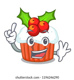 Finger delicious christmas cupcakes isolated on mascot