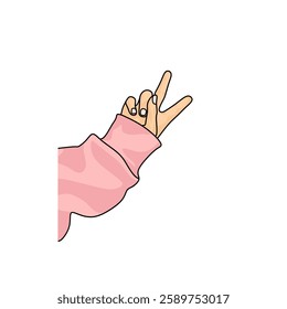 Finger Design with Peace Sign, Victory Hand With Two Fingers Up Icon, Vector EPS Template Isolated on White Background.