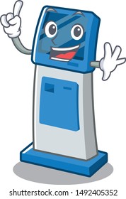 Finger digital information cartoon kiosk next to table