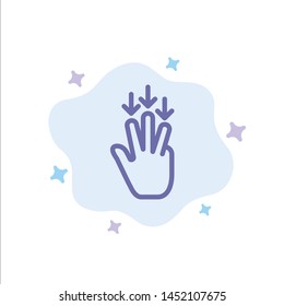 Finger, Down, Arrow, Gestures Blue Icon on Abstract Cloud Background