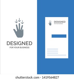 Finger, Down, Arrow, Gestures Grey Logo Design and Business Card Template