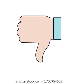 Finger unten, Symbol auf weißem Hintergrund. Vektorgrafik. Ablehnung, Missbilligung.